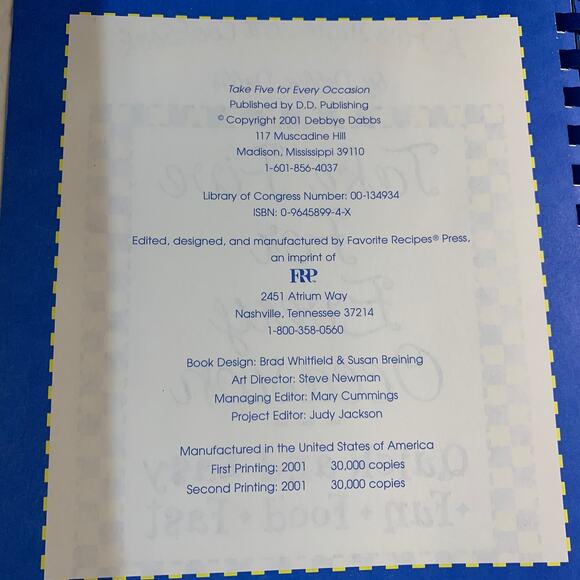 vintage cookbook Take Five for Every Occasion 5 ingredients Debbye Dabbs south - Picture 10 of 12